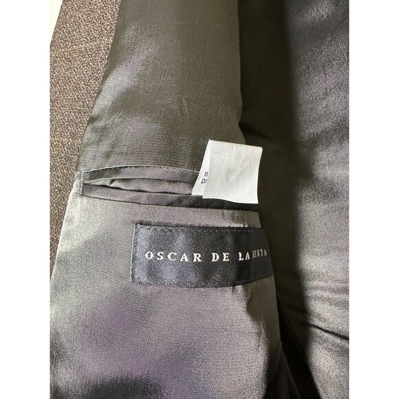 Oscar De La Renta Wool Blazer Coat Jacket Men 40R Brown Prep Minimal Work Formal - Picture 4 of 15